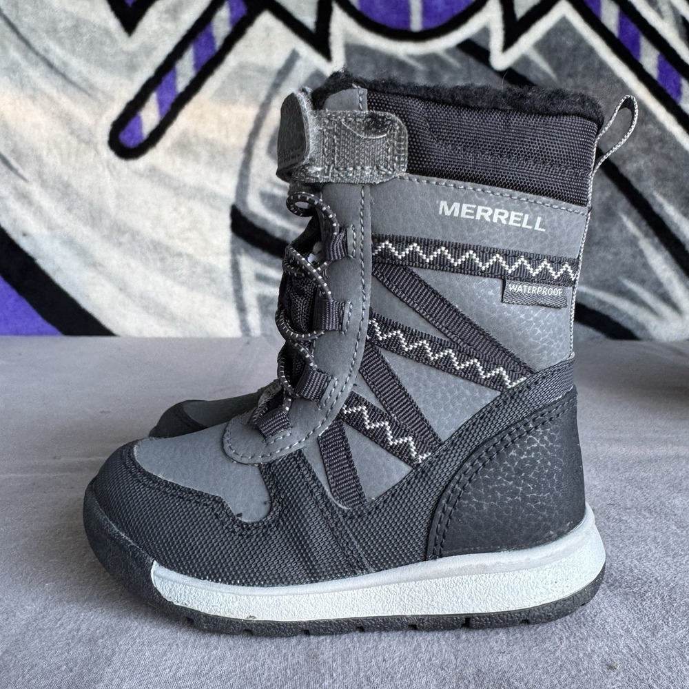 Size 5c - Merrell Snow Quest Lite 3.0 Winter Boots‎ Grey Black Kids ML263130